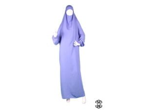 jilbab une piece tissu wool peach microfibre leger couleur bleu bleuet