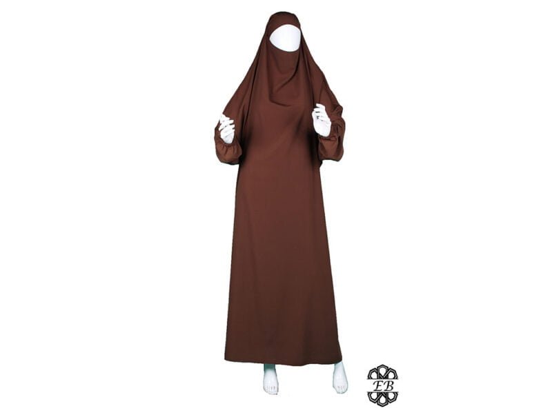 jilbab une piece tissu wool peach microfibre leger couleur marron blet