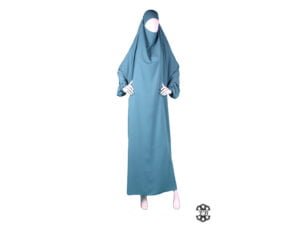 jilbab une piece tissu caviary couleur bleu canard