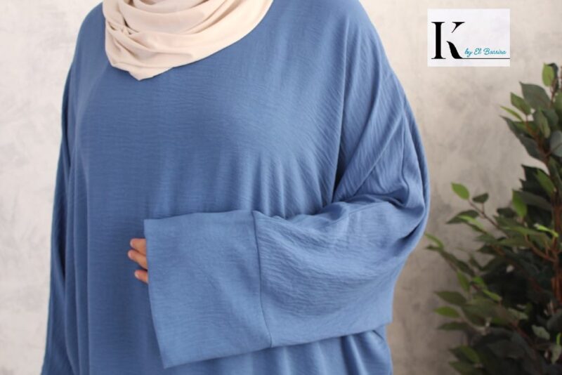 Abaya Nelia Jazz bleu pétrole 73 (2)