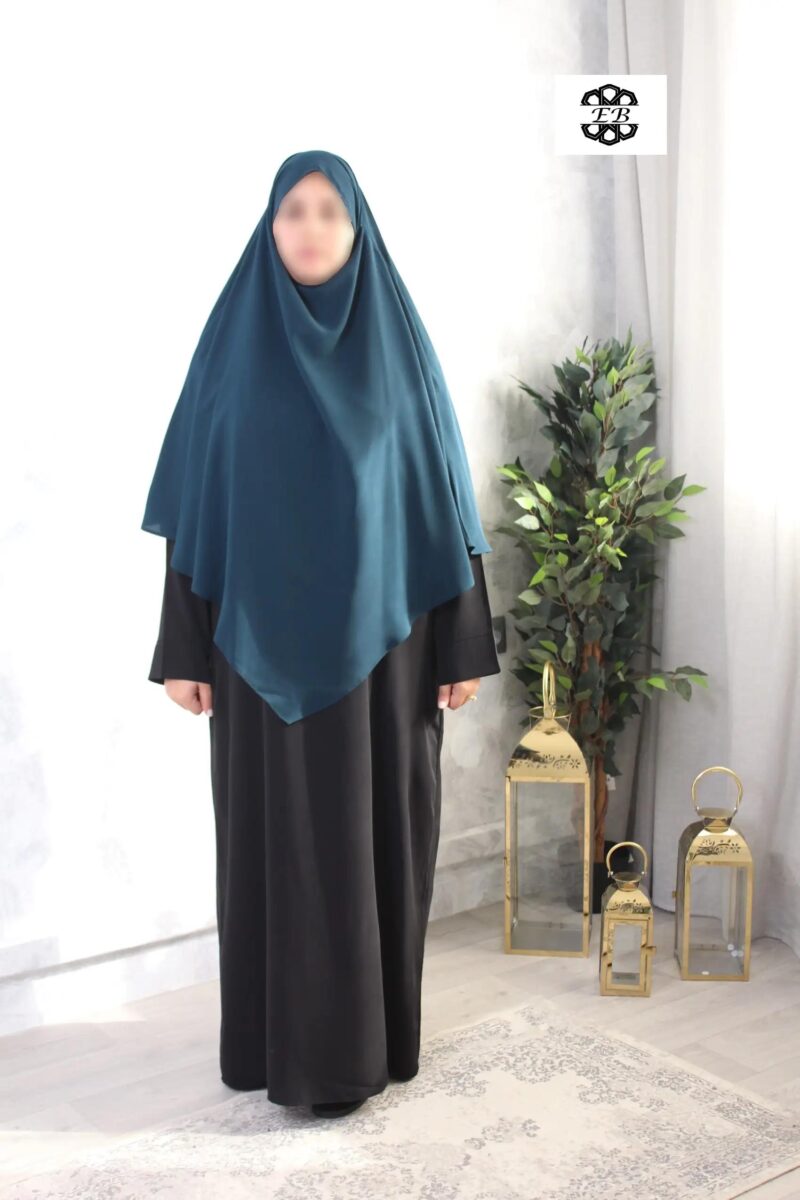 khimar mi long vert canard fonce pointu wool peach El Bassira Bp2 WP 68 1