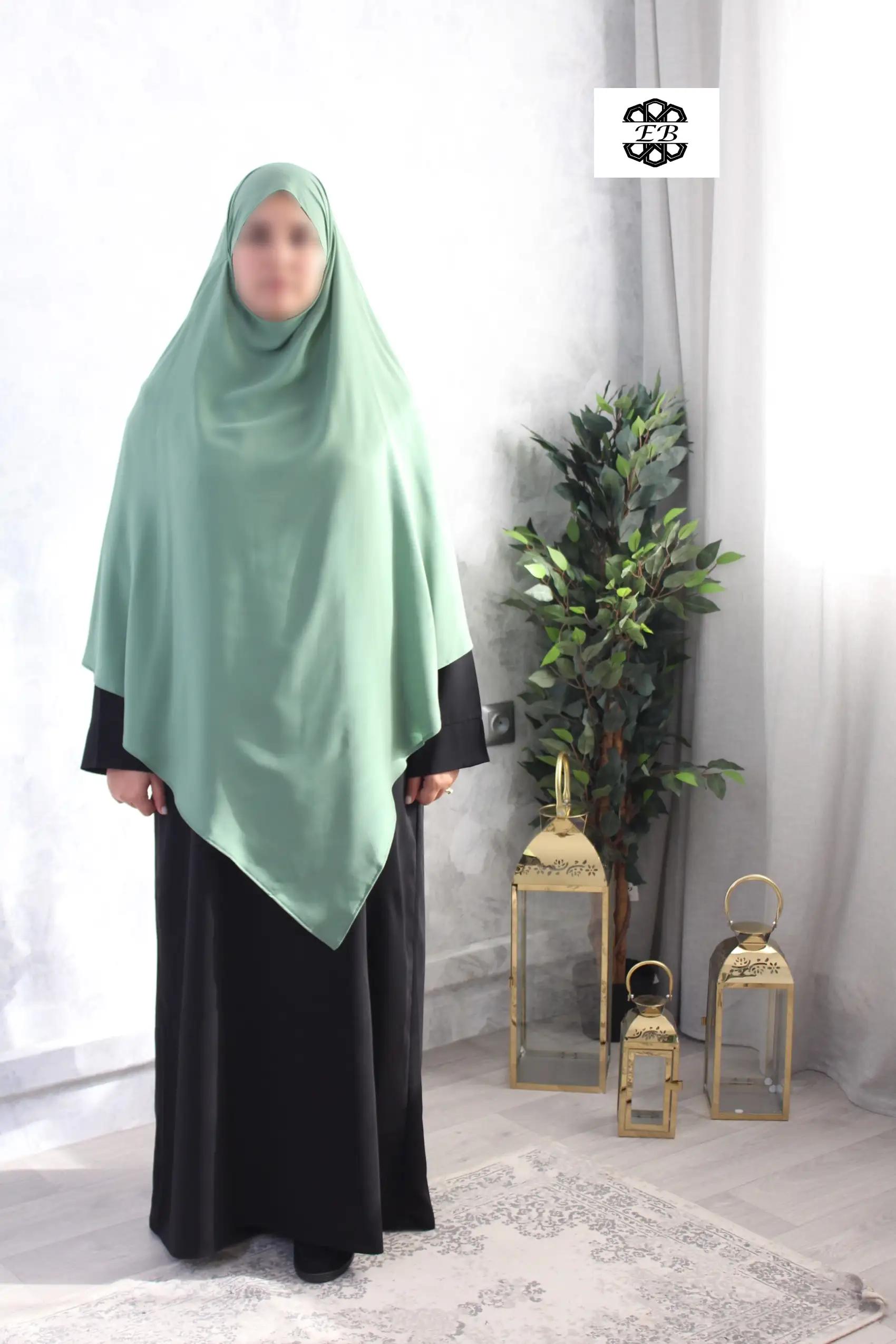 khimar mi long vert clair pointu wool peach El Bassira Bp2 WP 262 1