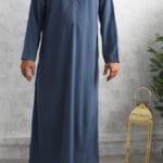 qamis émirati bleu pétrole 188 manches longues (El 188)