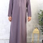 qamis émirati mauve grisé 179 manches longues (El 179)