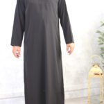 qamis émirati noir manches longues