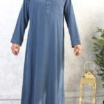 qamis saoudien bleu pétrole 188 manches longues (Sa Mao 188)