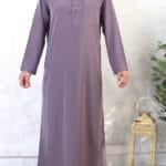 qamis saoudien mauve grisé 179 manches longues (Sa Mao 179)