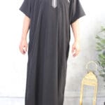 Qamis noir manches courtes brodé El Bassira (Mc Br Black)