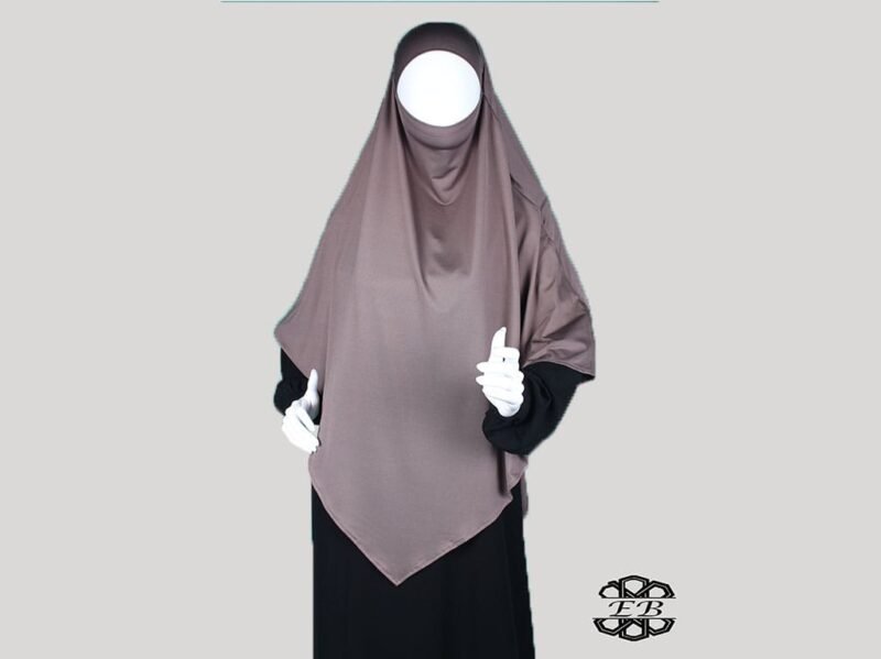 khimar pointu moyen avec bandeau integre tissu lycra couleur taupe