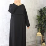 Abaya allaitement droite noir wool peach El Bassira (Hr WP black)