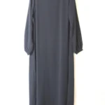 Abaya droite bleu dorian 95 wool peach manches serrées El Bassira (He WP 95)