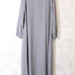 Abaya droite gris bis 26 wool peach manches serrées El Bassira (He WP 26)