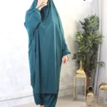 Jilbab sarouel vert canard 69 wool peach El Bassira (A2s WP 69)