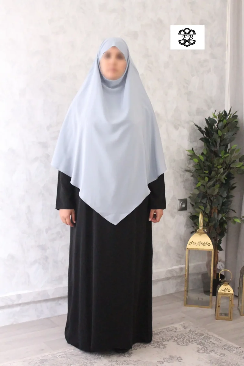 khimar mi long grey koshibo El Bassira vue de face Bp2 KOS GREY