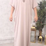qamis manches courtes beige 178 brodé (Mc Br 178)