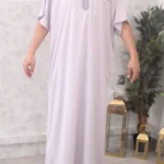 qamis manches courtes parme clair 182 brodé (Mc Br 182)