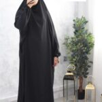 Jilbab noir El Bassira 1 pièce Wool Peach (A1 WP black)