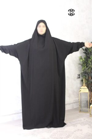 Jilbab Caviary noir 1 pièce El Bassira (A1 CAV black)