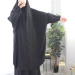 Jilbab Caviary noir 2 pièces jupe El Bassira (A2j CAV black)