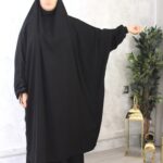 Jilbab noir intense 2 pièces jupe Topaze El Bassira (A2j TOP fb)