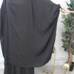 Jilbab papillon noir intense 2 pièces jupe Fursan haut de gamme El Bassira (A3j FUR fb)