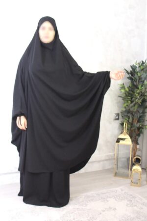 Jilbab papillon noir intense 2 pièces jupe Topaze El Bassira (A3j TOP fb)