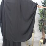 Jilbab papillon noir intense Wool Peach El Bassira 2 pièces jupe (A3j WP fb)