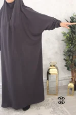 Jilbab 1 pièce Jazz gris anthracite Kellya vue des bras (A1 jazz 29)