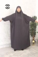 Jilbab 1 pièce Jazz gris anthracite Kellya vue de face 2 (A1 jazz 29)