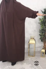 Jilbab 1 pièce Jazz marron bistre kellya vue des bras (A1 jazz 04)