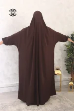 Jilbab 1 pièce Jazz marron bistre kellya vue de dos (A1 jazz 04)