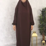 Jilbab 1 pièce marron bistre  jazz El Bassira (A1 Jazz 04)