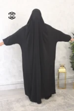 Jilbab 1 pièce Jazz noir Kellya vue de dos (A1 jazz black)