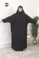 Jilbab 1 pièce Jazz noir Kellya vue de face 2 (A1 jazz black)