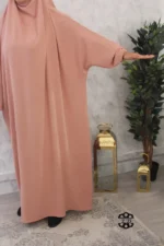 Jilbab 1 pièce Jazz saumon Kellya vue des bras (A1 jazz 141)