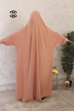 Jilbab 1 pièce Jazz saumon Kellya vue de dos (A1 jazz 141)