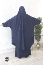 Jilbab jupe Jazz bleu marine foncé Kellya vue de dos (A2j jazz 93)