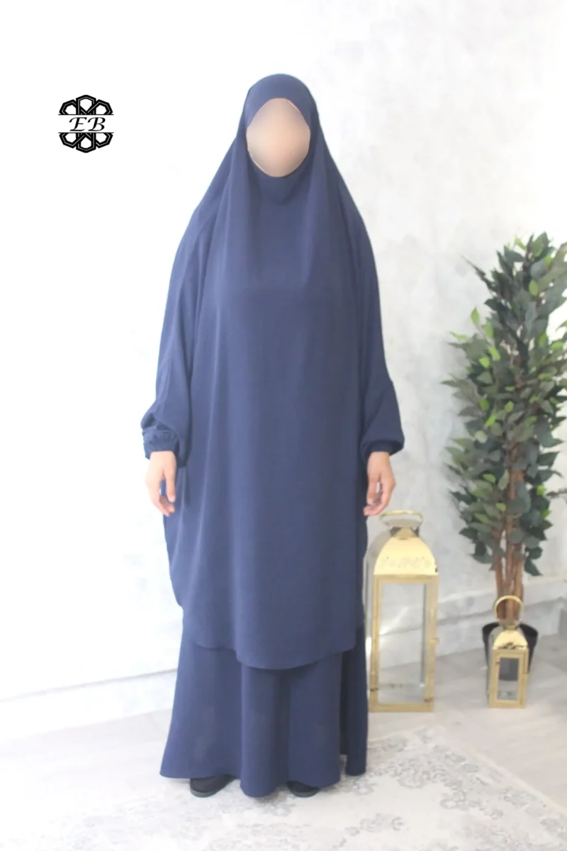 Jilbab jupe Jazz bleu marine foncé Kellya vue de face (A2j jazz 93)