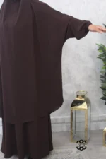 Jilbab jupe Jazz marron bistre Kellya vue des bras (A2j jazz 04)
