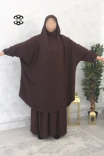 Jilbab jupe Jazz marron bistre Kellya vue de face 2 (A2j jazz 04)