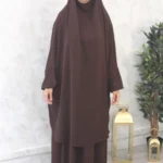 Jilbab 2 pièces jupe marron bistre jazz El Bassira (A2j Jazz 04)