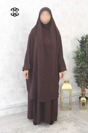 Jilbab jupe Jazz marron bistre Kellya vue de face (A2j jazz 04)