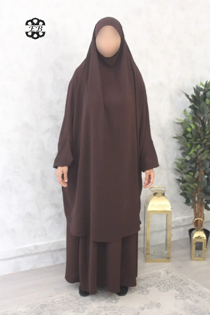 Jilbab jupe Jazz marron bistre Kellya vue de face (A2j jazz 04)