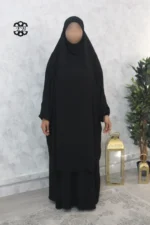 Jilbab jupe Jazz noir kellya vue de face (A2j jazz black)