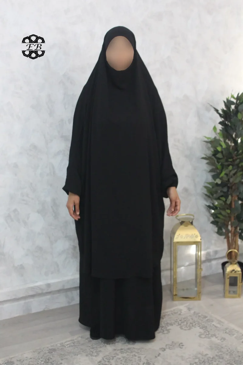 Jilbab jupe Jazz noir kellya vue de face (A2j jazz black)