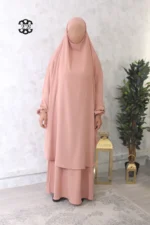 Jilbab jupe Jazz saumon Kellya vue de face (A2j jazz 141)