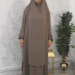Jilbab 2 pièces jupe taupe jazz El Bassira (A2j Jazz 11)