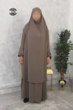 Jilbab jupe Jazz taupe Kellya vue de face (A2j jazz 11)