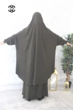 Jilbab jupe Jazz vert kaki foncé Kellya vue de dos (A2j jazz 52)