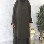 Jilbab 2 pièces jupe vert kaki foncé jazz El Bassira (A2j Jazz 52)